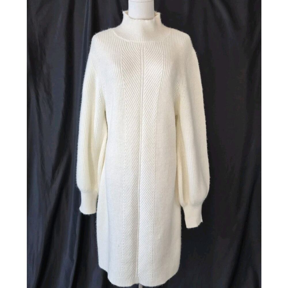 Anthropologie A Loves A Women's Cream Turtleneck Cable Knit Sweater Dress Large